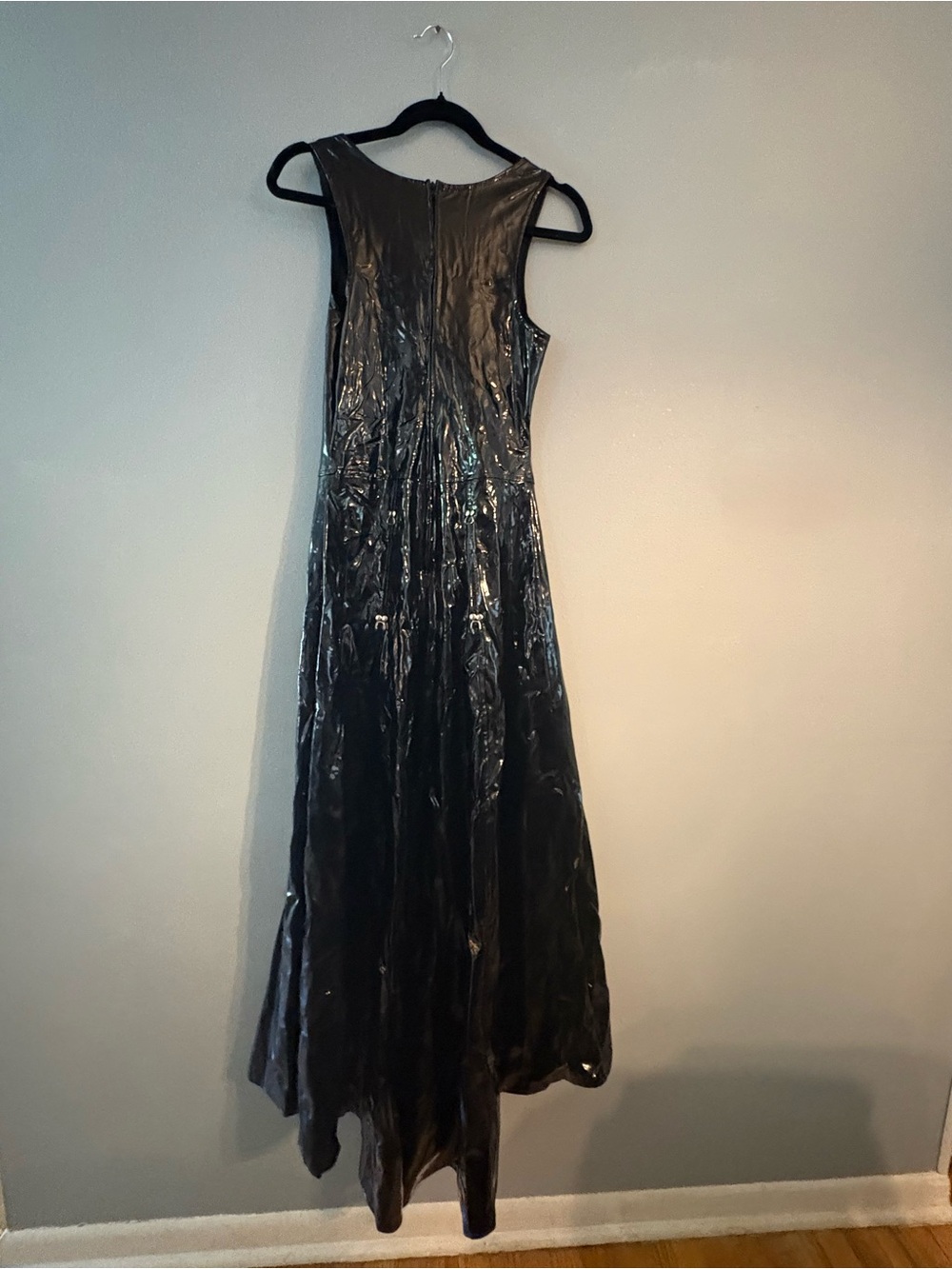 RARE NWT 90s Y2K Lip Service Full Length Black PVC Faux Leather Sleeveless Dress - Picture 13 of 14